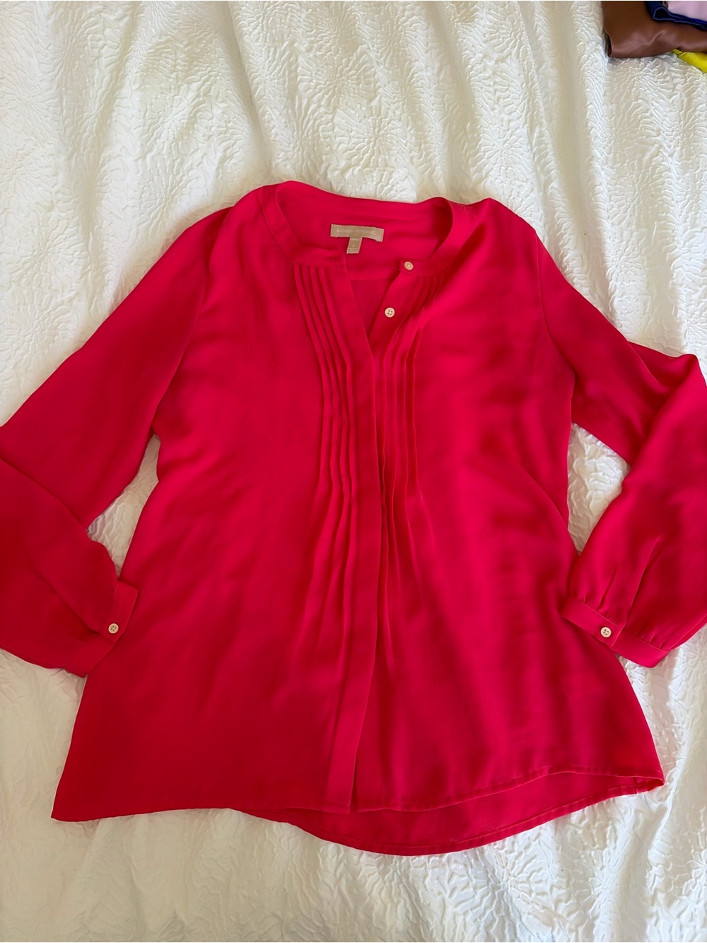 Banana Republic Hot Pink Pleated Front Blouse